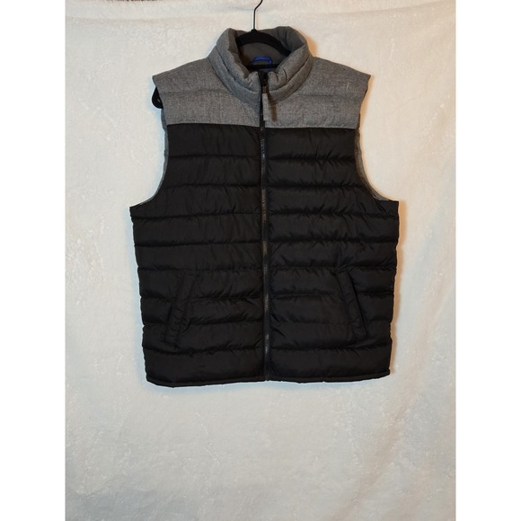 Old Navy Mens Gray And Black Size Large Puffer Vest/Jacket Sleeveless Pockets - Picture 1 of 10